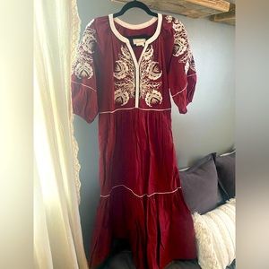 Anthropologie Embroided Maxi Dress